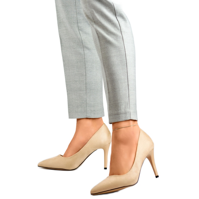 Women's high heels, eco-suede B0-202BE, beige Women's high heels, eco-suede B0-202BE, beige