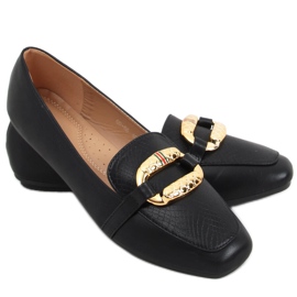 Black women's moccasins with gold decoration