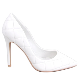 White quilted stiletto pumps