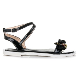 Vices Lacquered sandals with a butterfly black