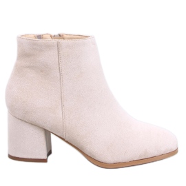 Women's smooth, insulated, beige high-heeled boots