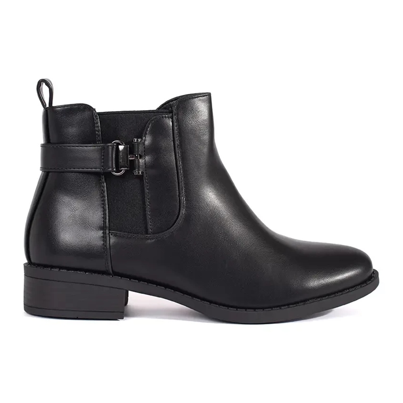 Black women's Chelsea boots with a flat heel Black women's Chelsea boots with a flat heel