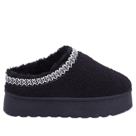 Women's short snow boots with a sheepskin and embroidery, black