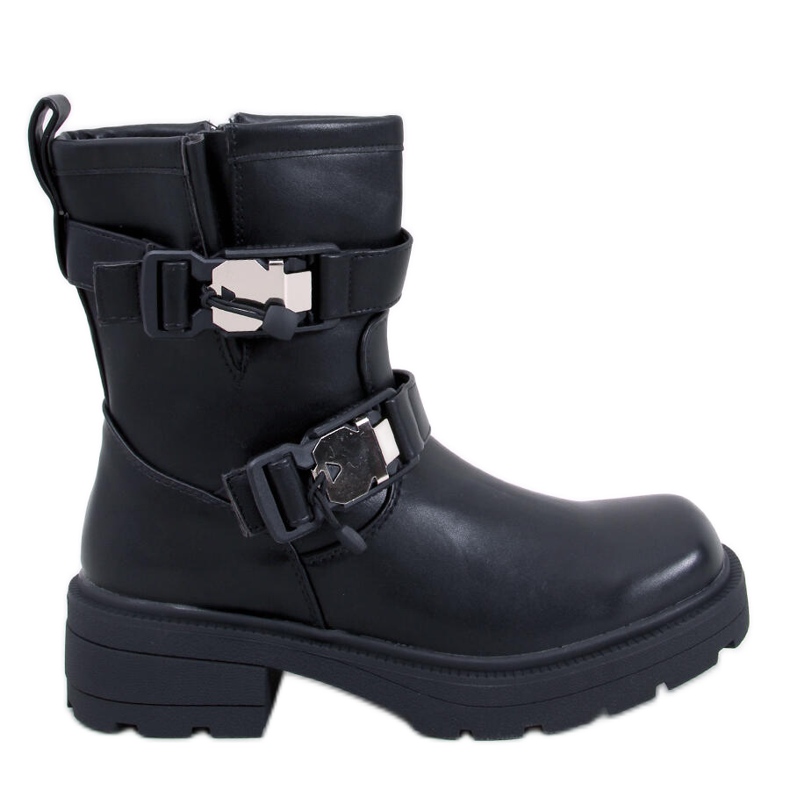Black women's military boots with decoration