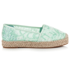 Vices Lace espadrilles with sequins green