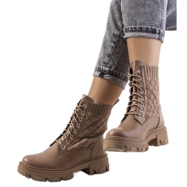 Brown women's boots with a sock upper