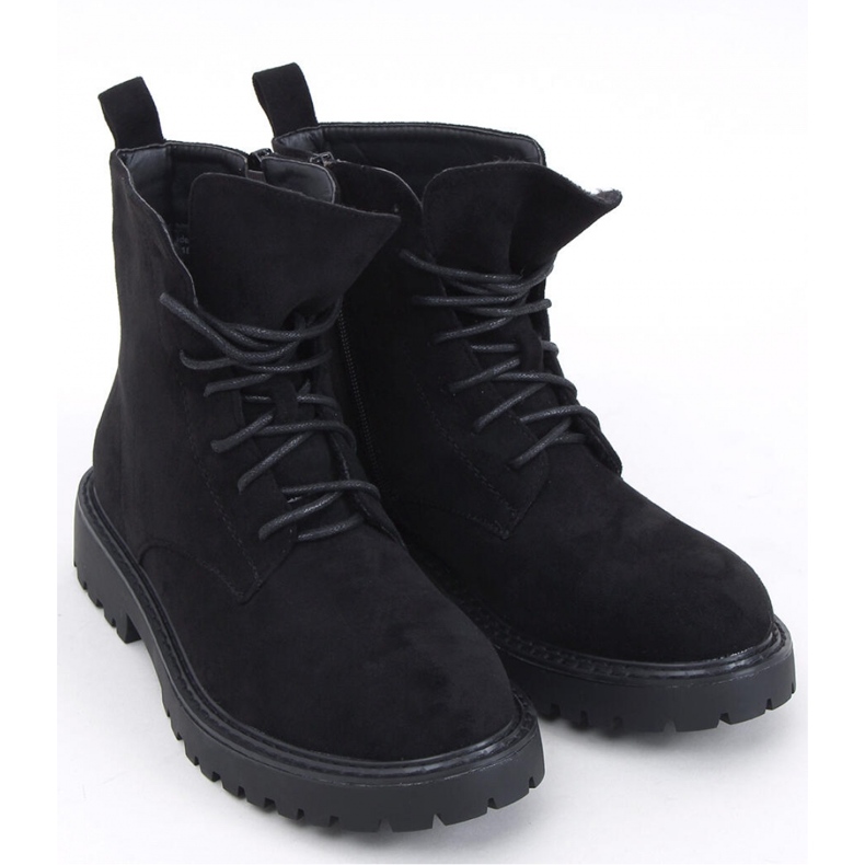 Gaten Black suede lace-up ankle boots -