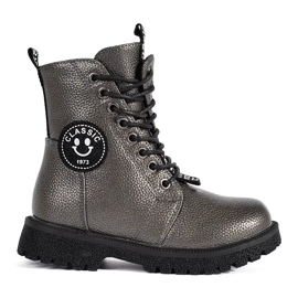 Girls' insulated, lace-up winter ankle boots, gray grey Girls' insulated, lace-up winter ankle boots, gray grey