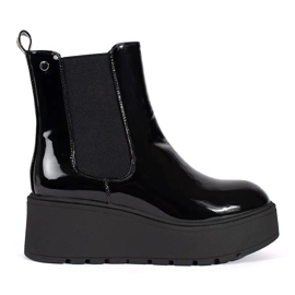 Seastar Women's black patent Chelsea boots with wedges