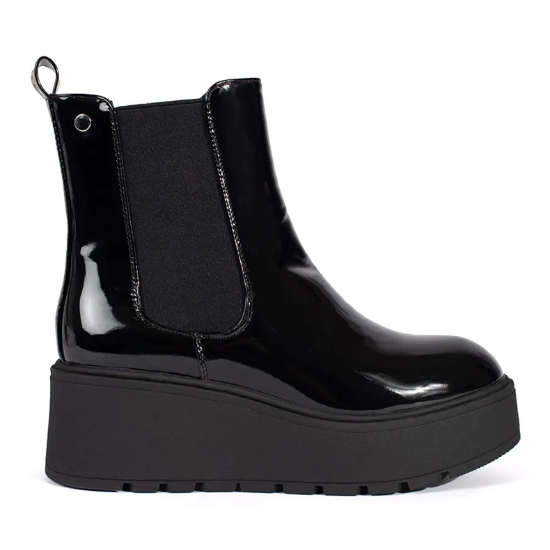 Seastar Women's black patent Chelsea boots with wedges