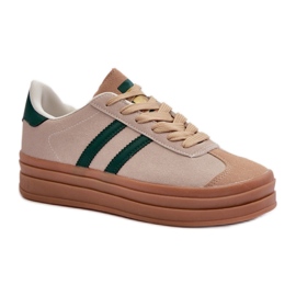 EV-508 Beige/Green Sports Shoes