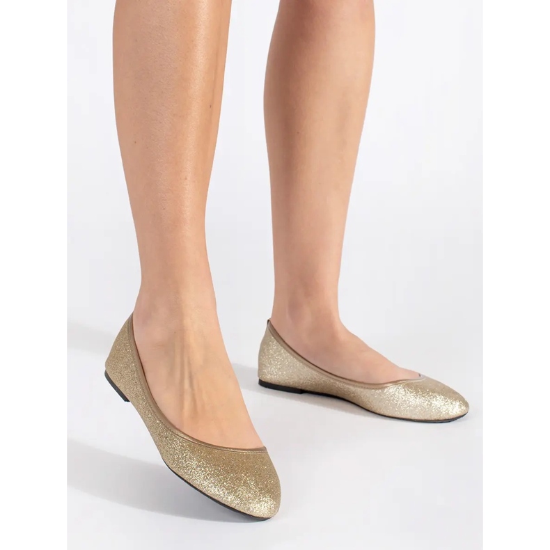 Gold flat glitter ballet flats golden