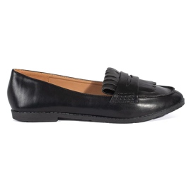 Black Women's moccasins decorated with fringes