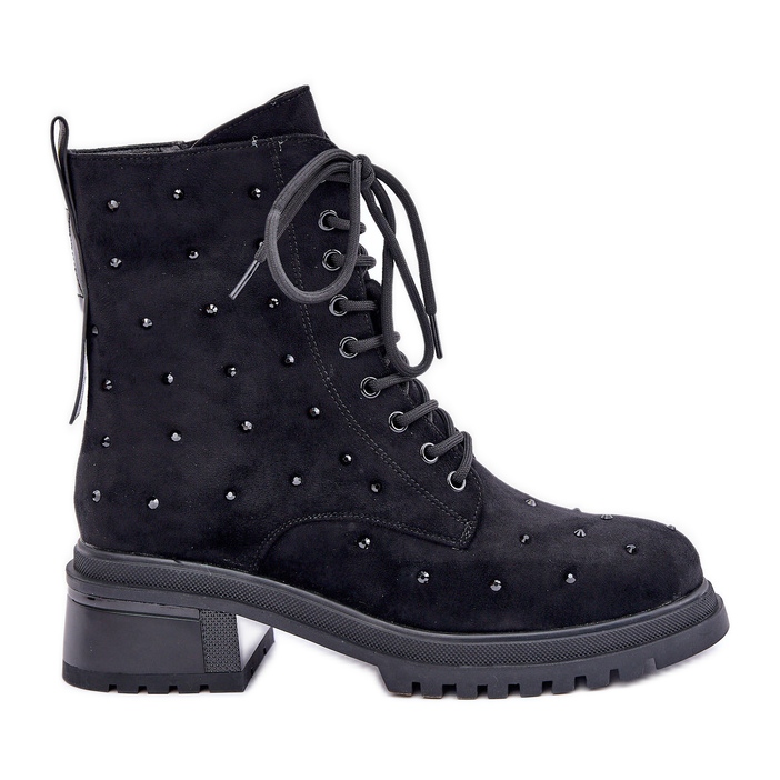 S.Barski Decorated Women's Insulated Worker Boots D&amp;A MR880-017 Black