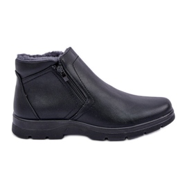 Insulated Men's Ankle Boots Made of Eco Leather, Black
