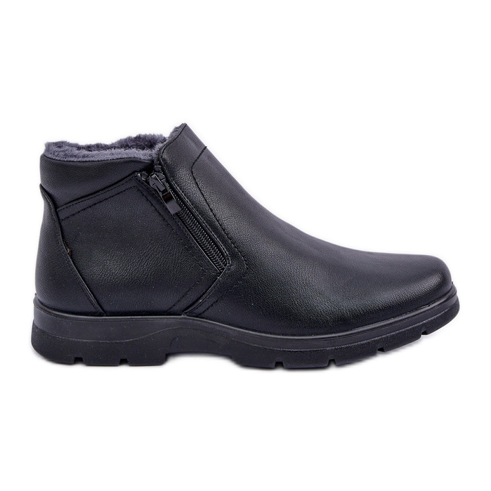 Insulated Men's Ankle Boots Made of Eco Leather, Black