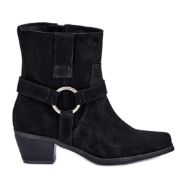 Natural Suede High Heel Boots Zazoo 3444/2 Black