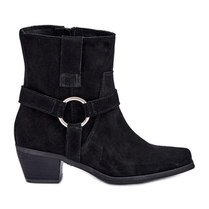 Natural Suede High Heel Boots Zazoo 3444/2 Black