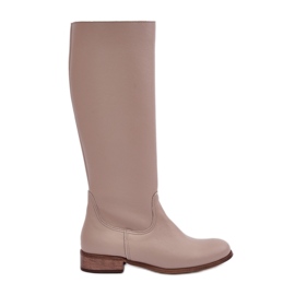 Zazoo 3616 Leather Women's Zipper Boots, Light Beige Zazoo 3616 Leather Women's Zipper Boots, Light Beige