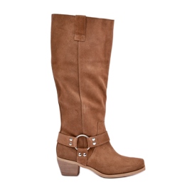 Suede Boots On Low Heels With Above The Knee Zazoo 3444/O Camel brown Suede Boots On Low Heels With Above The Knee Zazoo 3444/O Camel brown