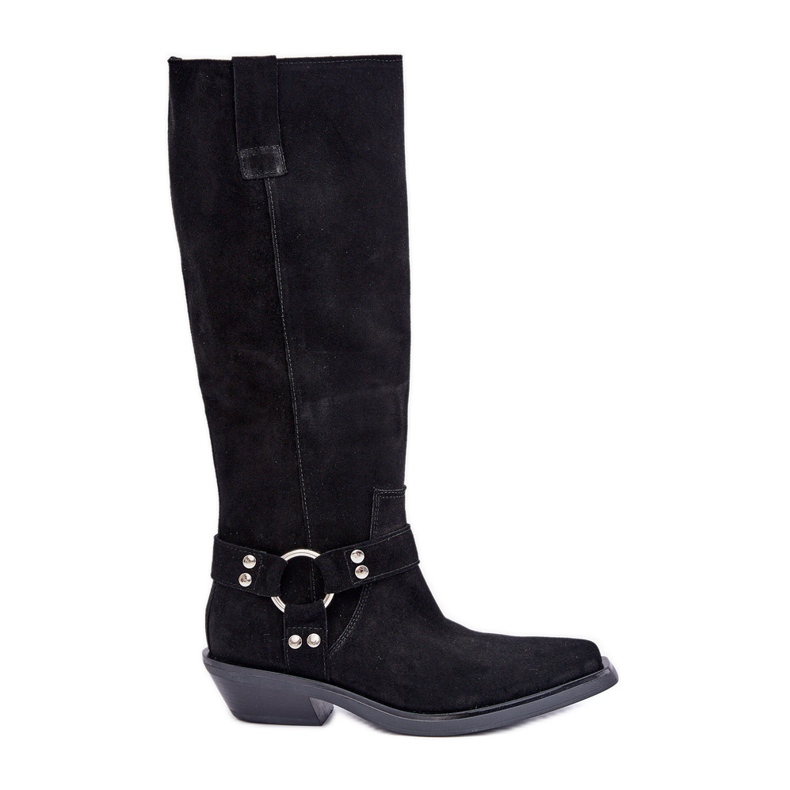 Suede Cowboy Boots On Low Heels With Decoration Zazoo 3656 Black Suede Cowboy Boots On Low Heels With Decoration Zazoo 3656 Black