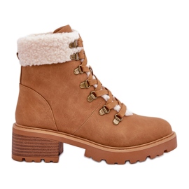 Women's Sheepskin Boots With Camel Low Heels brown Women's Sheepskin Boots With Camel Low Heels brown