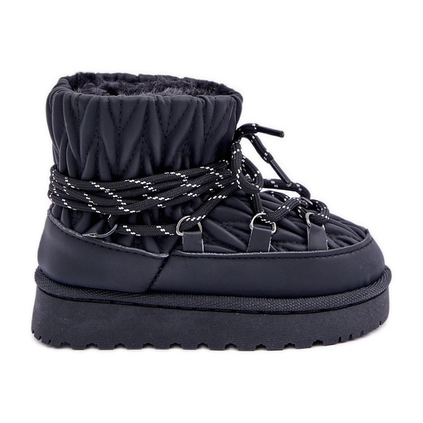 Children's Snow Boots Insulated with Thick Fur, Black