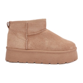 Women's insulated snow boots on the platform, dark beige
