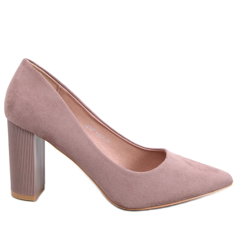 Heel pumps made of eco-suede, khaki-beige
