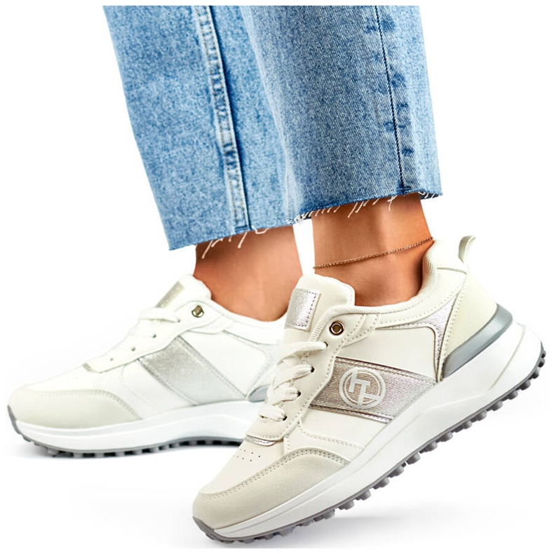 Women's sports shoes, platform sneakers, white Y3806W