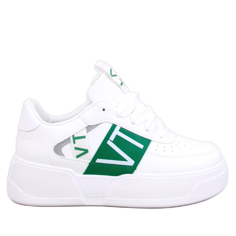 Women's platform sneakers, white and green