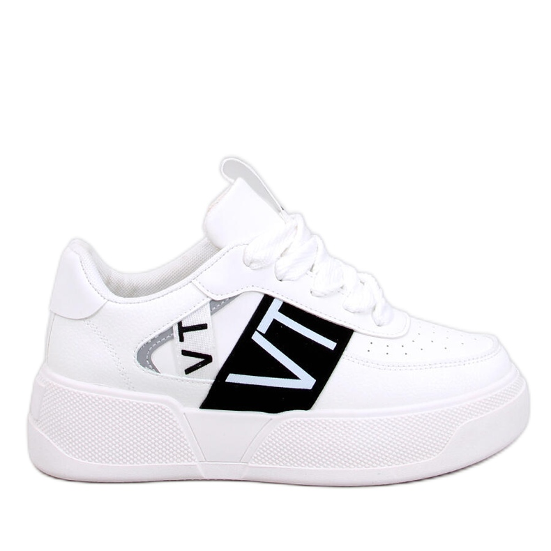 Women's white and black platform sneakers