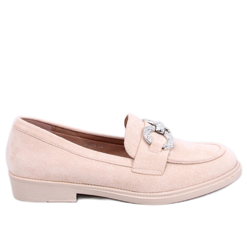 Classic suede moccasins with beige decoration