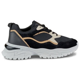 Women's sneakers with a thick sole, black 9062-B