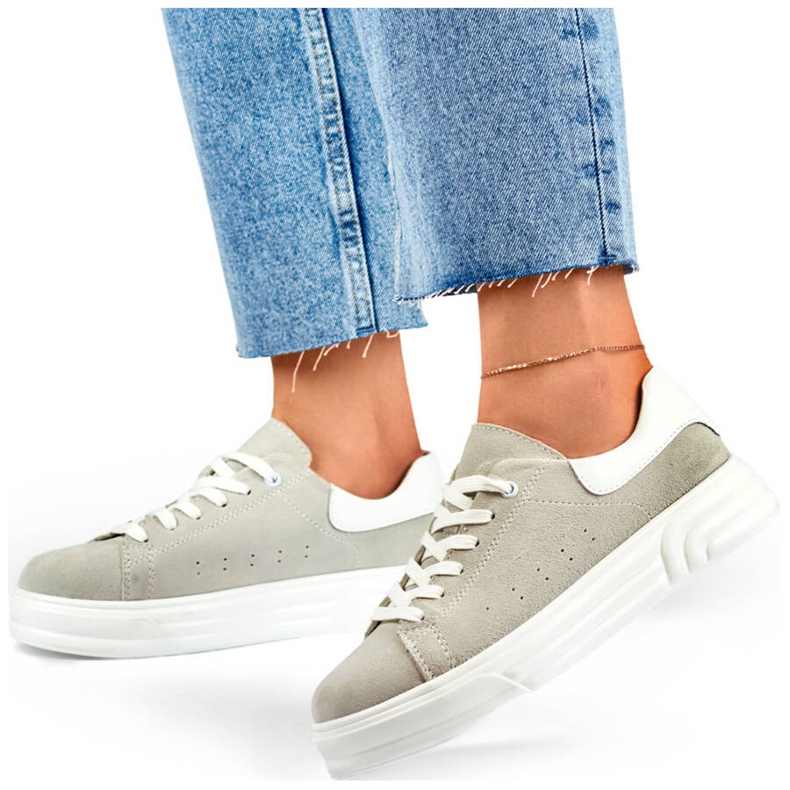 Women's leather sports shoes, gray GD-XF-113G grey