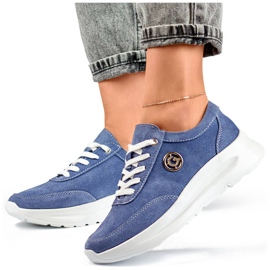 Women's leather jeans platform shoes, blue GD-XF-108BL Women's leather jeans platform shoes, blue GD-XF-108BL