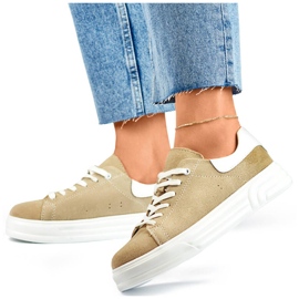 Goodin Beige women's leather sports shoes GD-XF-113BE