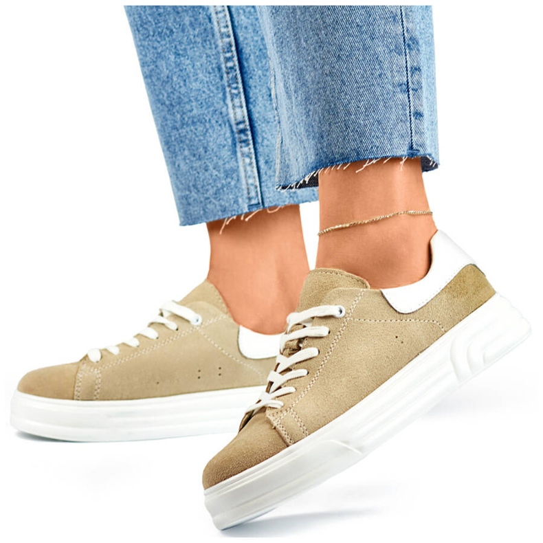 Goodin Beige women's leather sports shoes GD-XF-113BE Goodin Beige women's leather sports shoes GD-XF-113BE