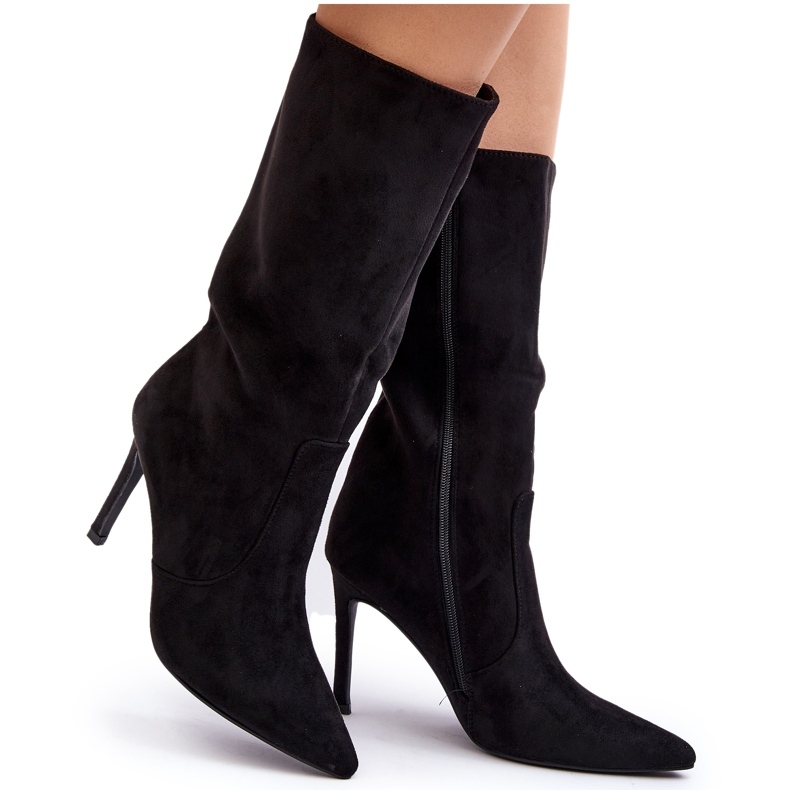 Joalice Women's Mid-Calf High Heel Boots Black Odetteia