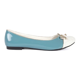 Goodin Women's blue patent ballet flats with a silver bow Goodin Women's blue patent ballet flats with a silver bow
