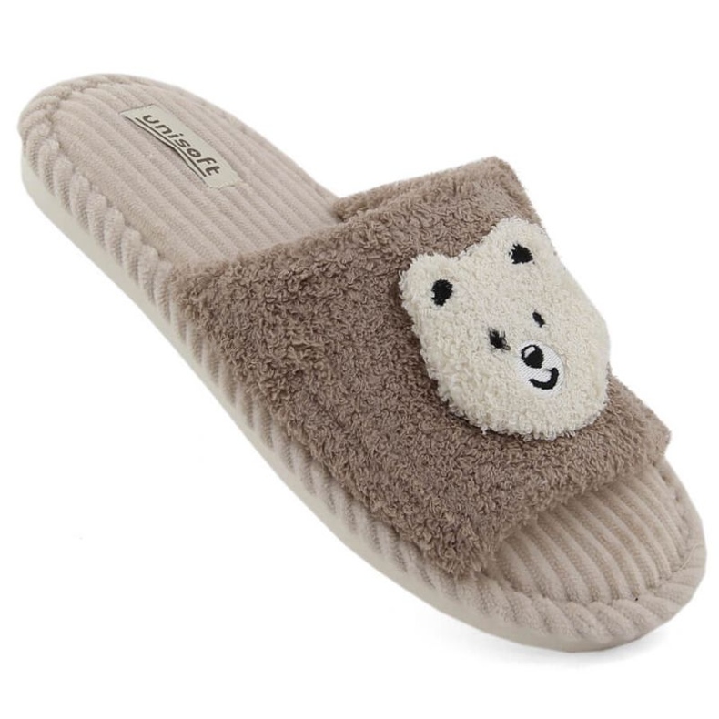 Home slippers with decoration Unisoft 6646 beige