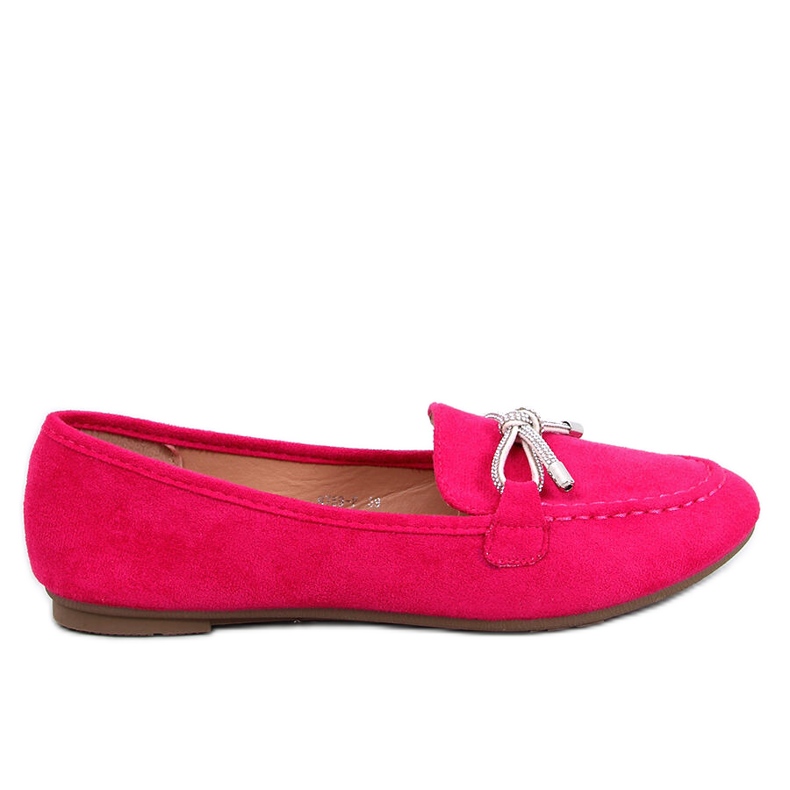 Women's suede moccasins with decoration, pink