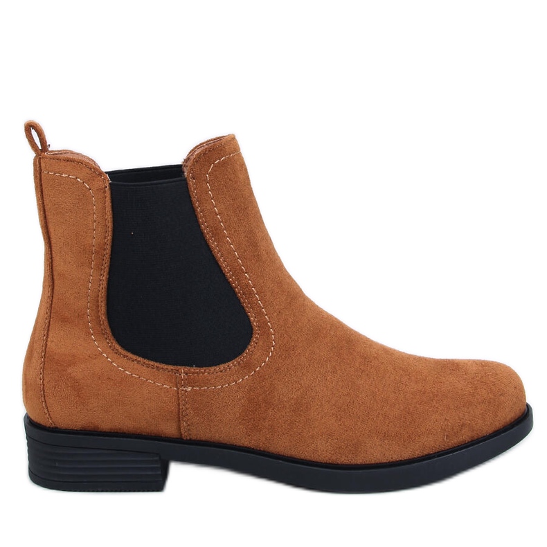 Women's suede Chelsea boots with brown elastic
