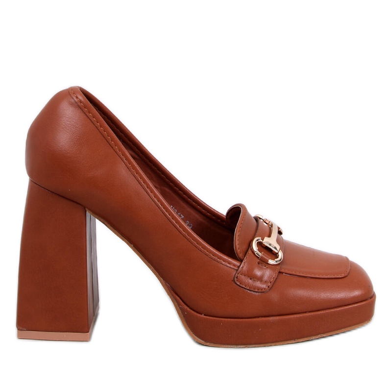 Women's high-heeled shoes with brown decoration