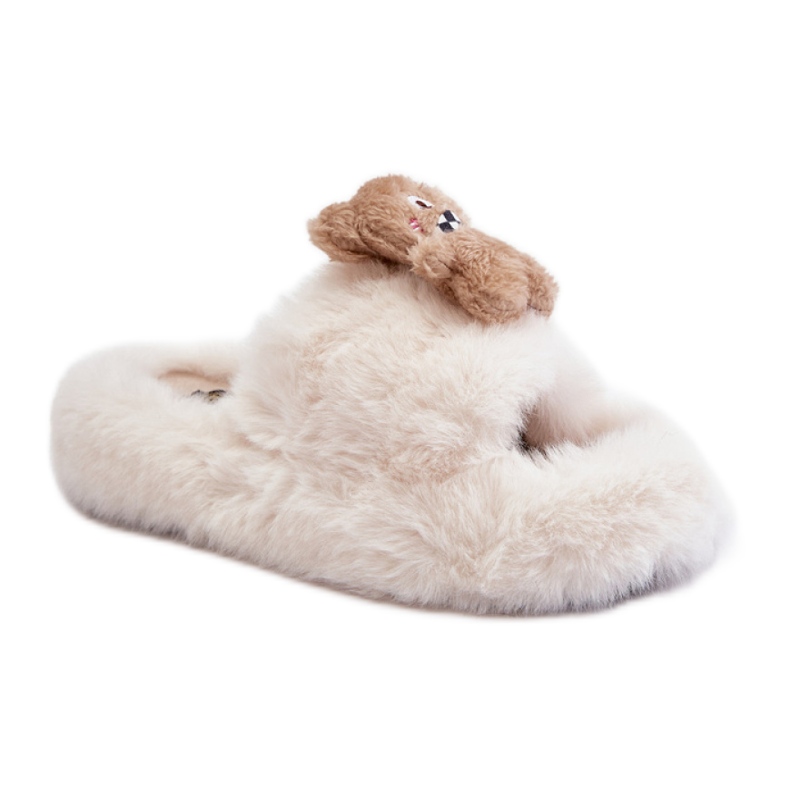 Women's Insulated Slippers with Teddy Bear BG189P, beige