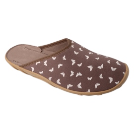 Befado women's slippers 235D194 brown with butterflies