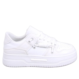 Women's white high-soled sneakers