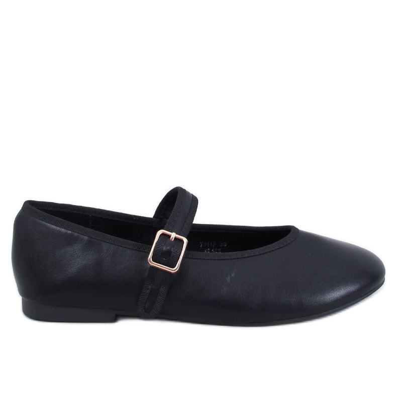 Women's ballerina shoes with a strap, black