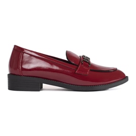 Goodin Women's burgundy moccasins with a chain red