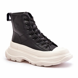Leather Insulated Sneakers on a Massive Platform Big Star OO274A599 Black